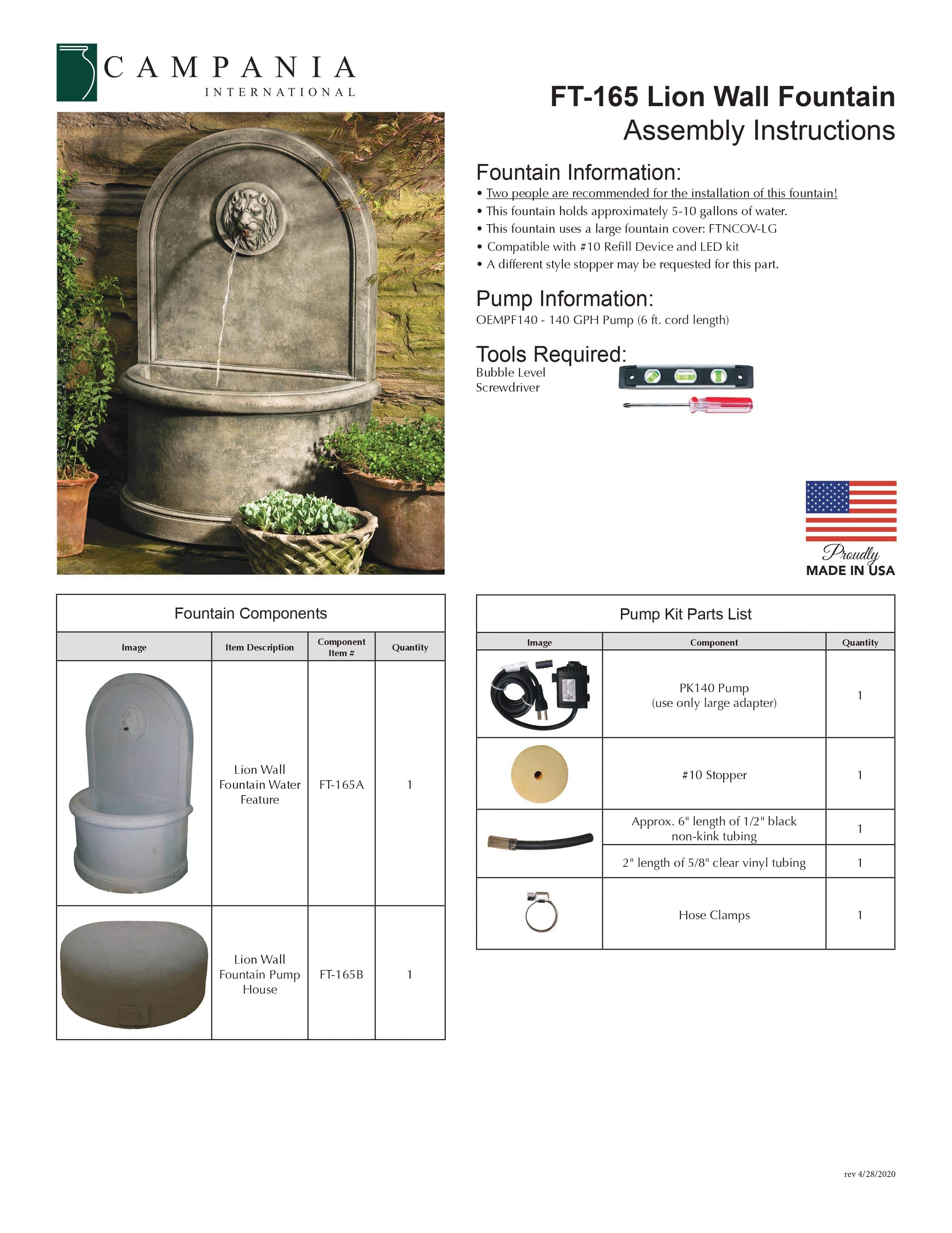 Lion Wall Outdoor Water Fountain - Outdoor Art Pros