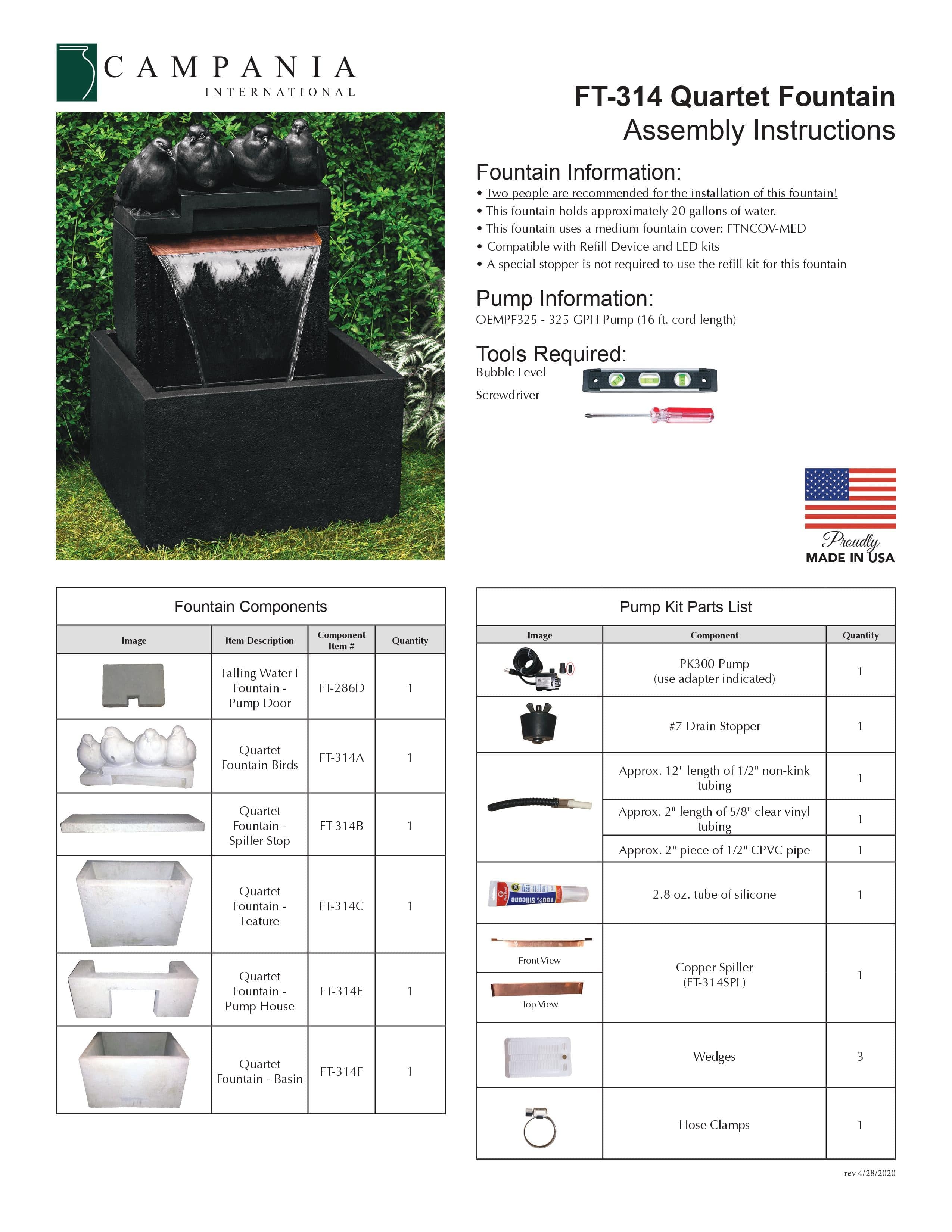 Quartet Wall Outdoor Fountain - Outdoor Art Pros
