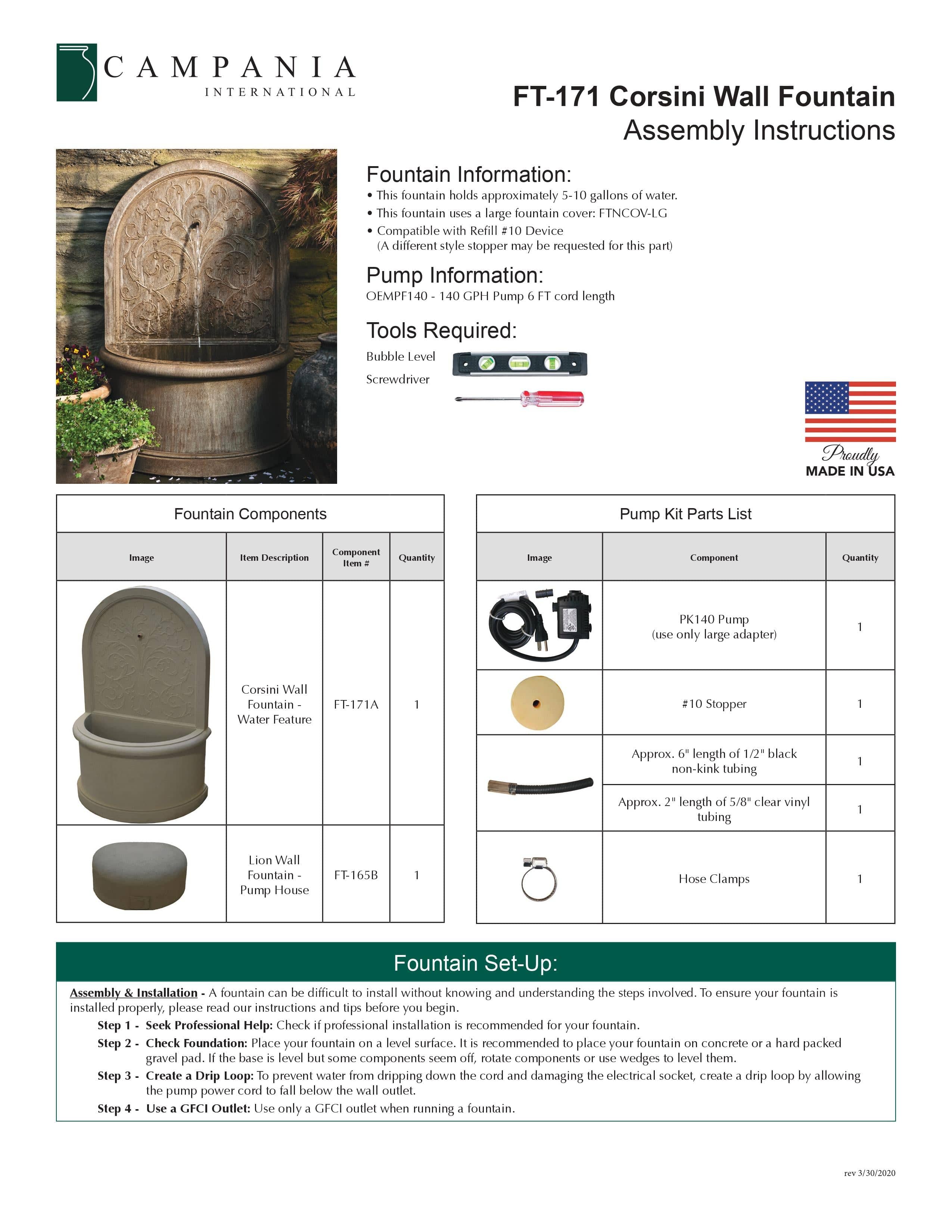 Corsini Arabesque Wall Water Fountain - Outdoor Art Pros