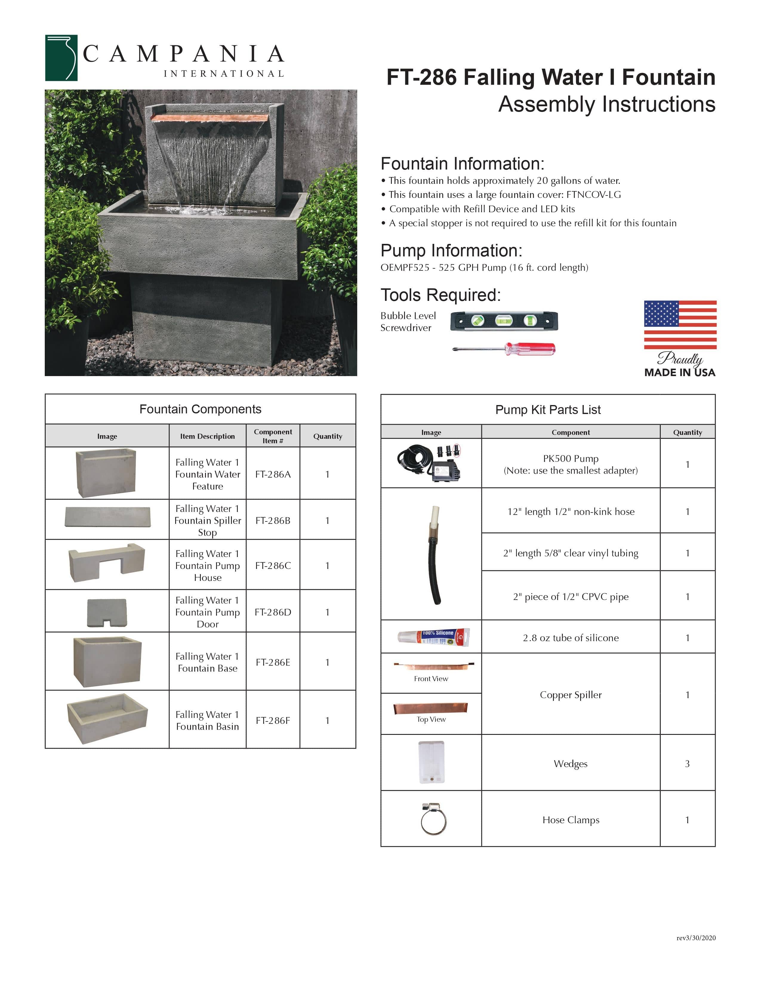 Falling Water I Garden Fountain - Outdoor Art Pros