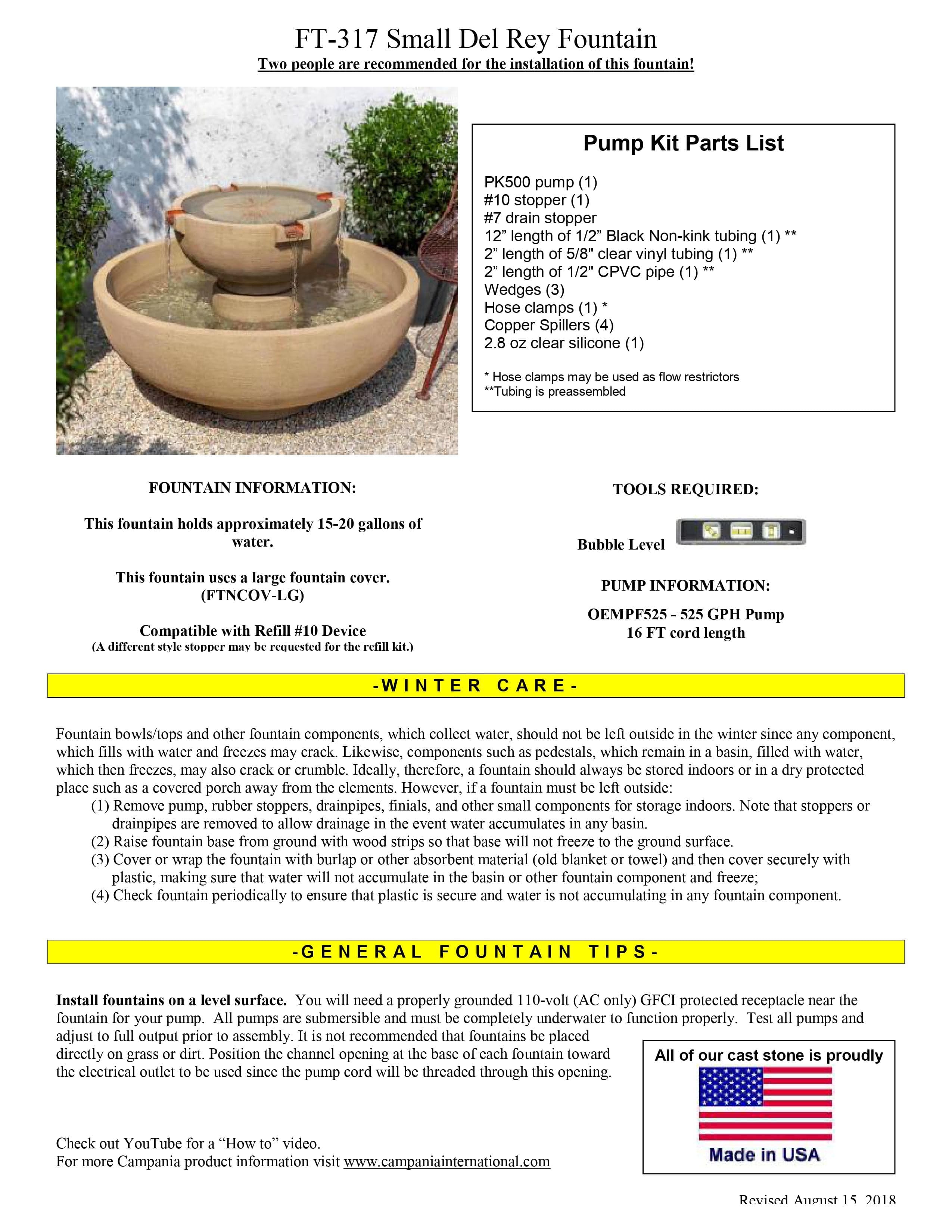 Small Del Rey Tiered Fountain - Outdoor Art Pros