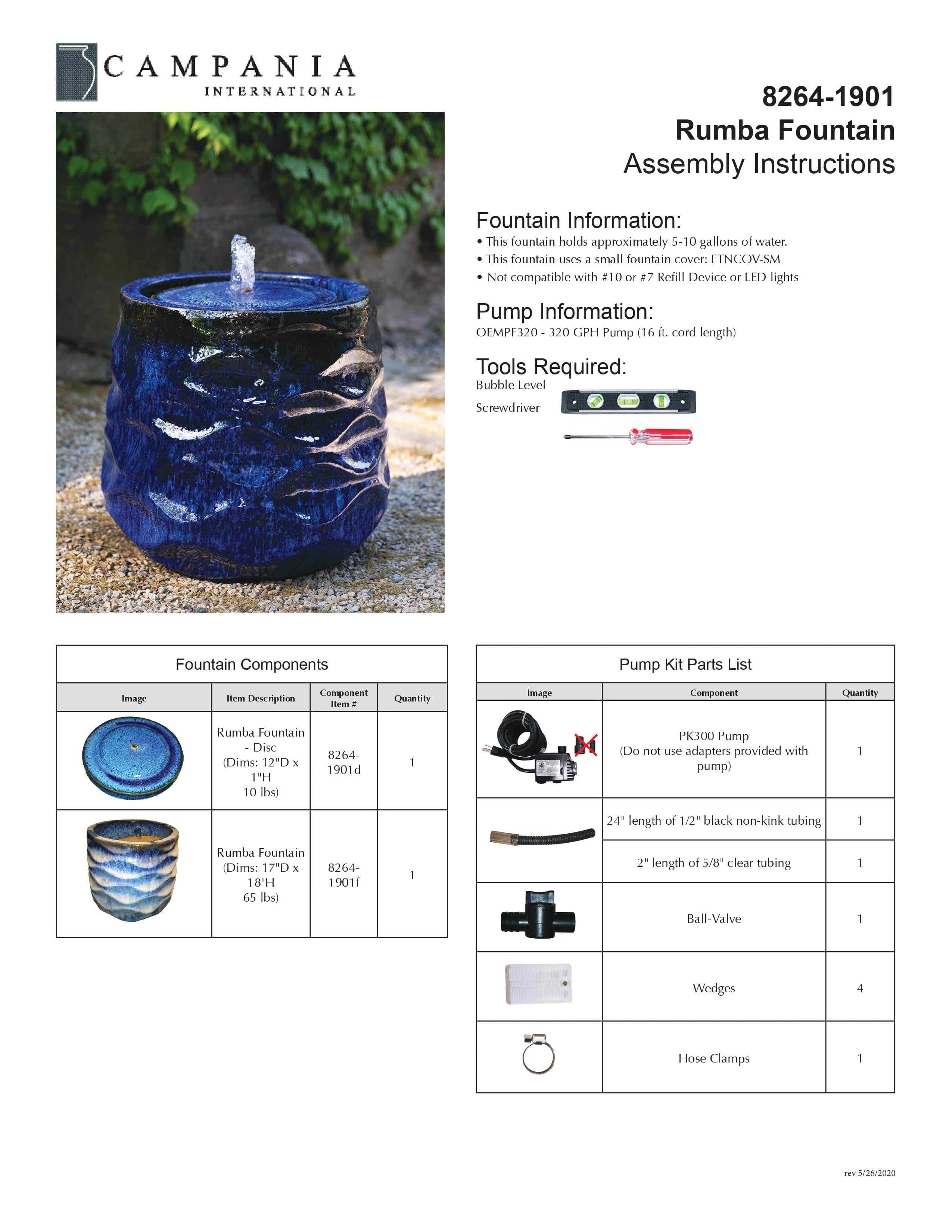 Rumba Fountain - Riviera Blue - Outdoor Art Pros