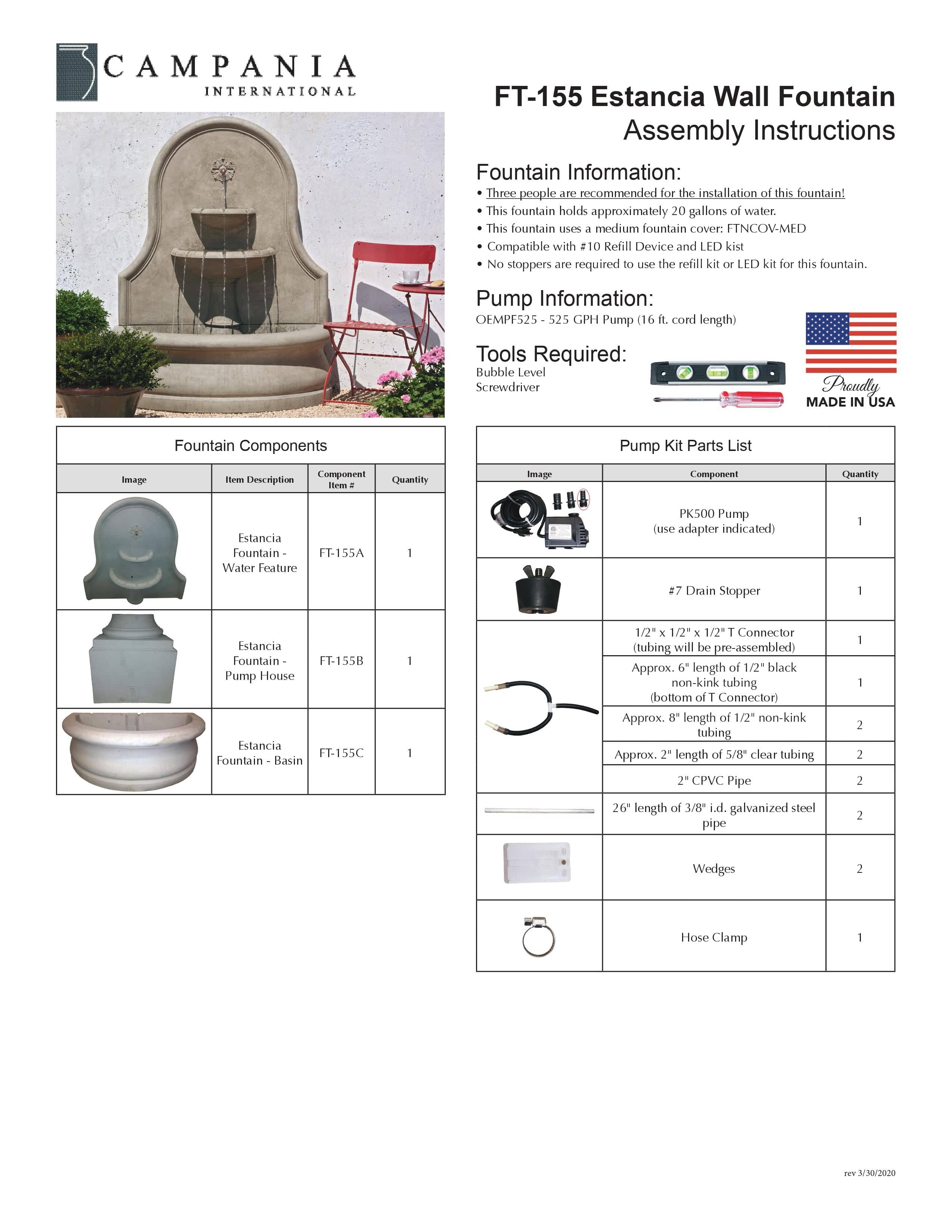Estancia Wall Water Fountain - Outdoor Art Pros
