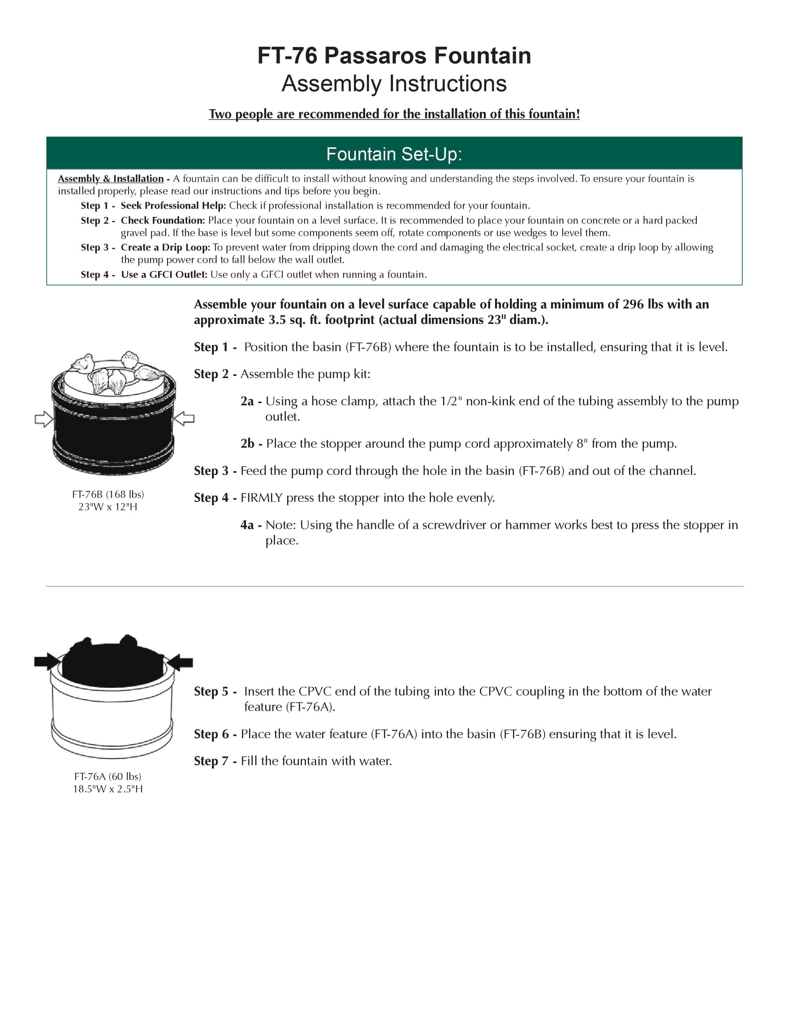 Passaros Garden Water Fountain - Outdoor Art Pros