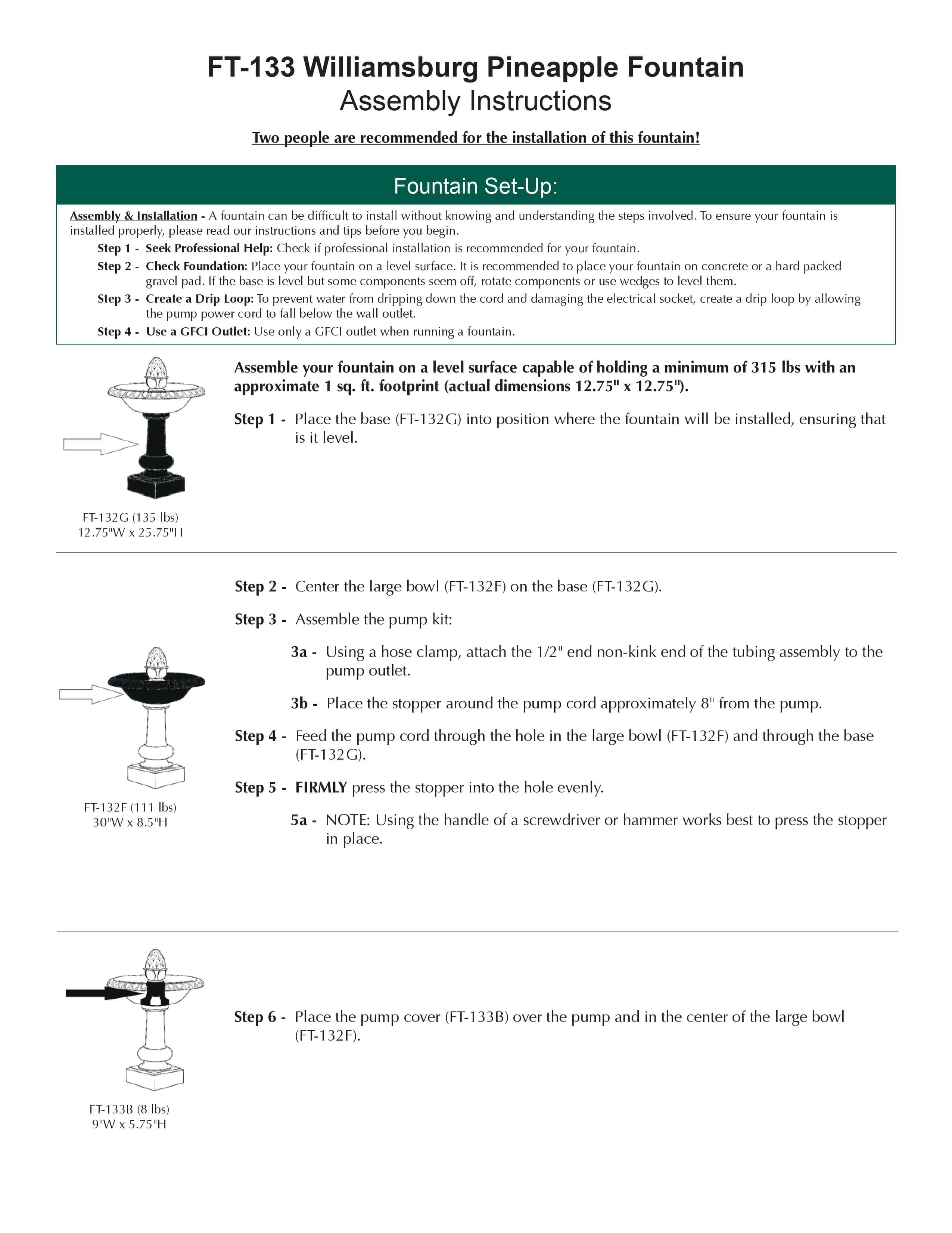 Williamsburg Pineapple Garden Water Fountain - Outdoor Art Pros