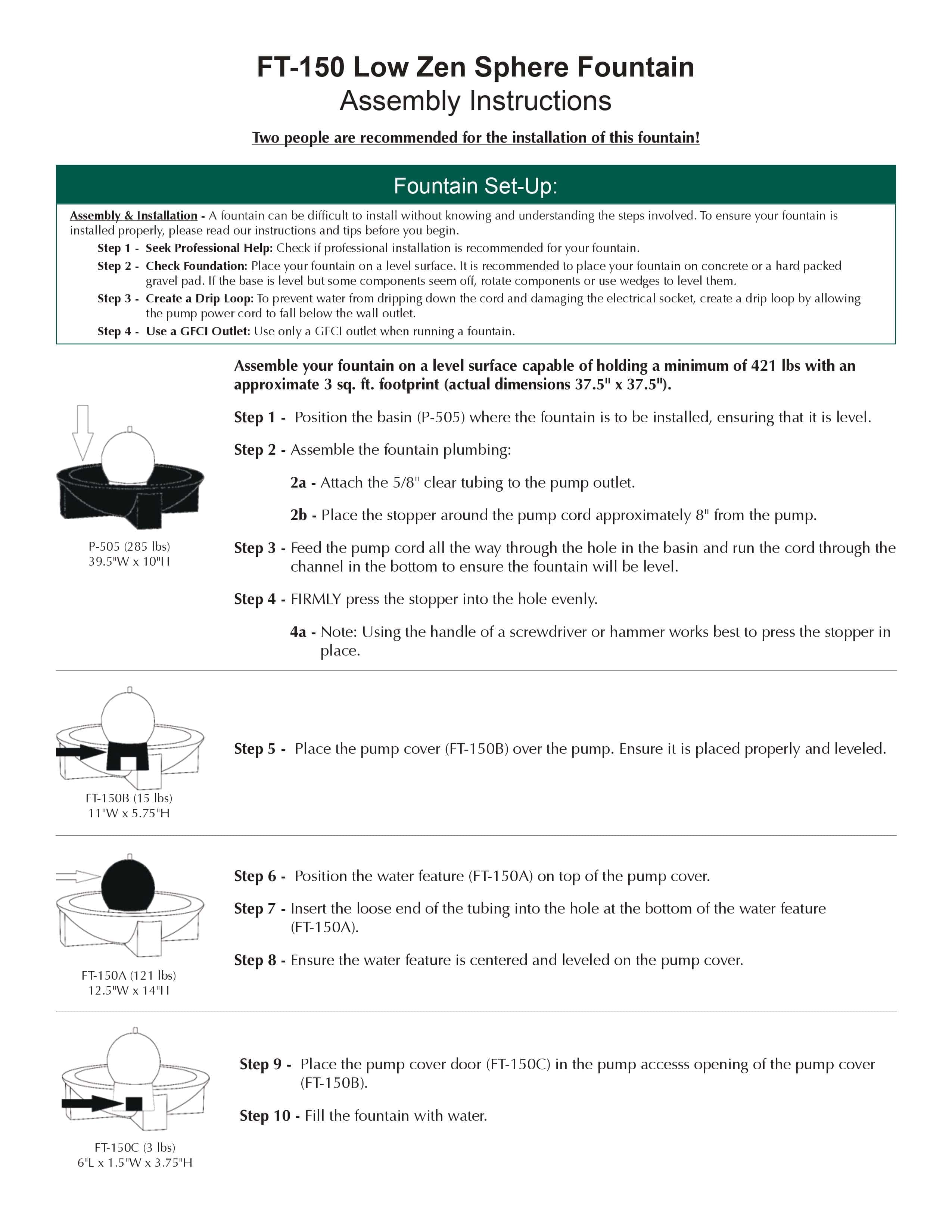 Low Zen Sphere Garden Water Fountain - Outdoor Art Pros