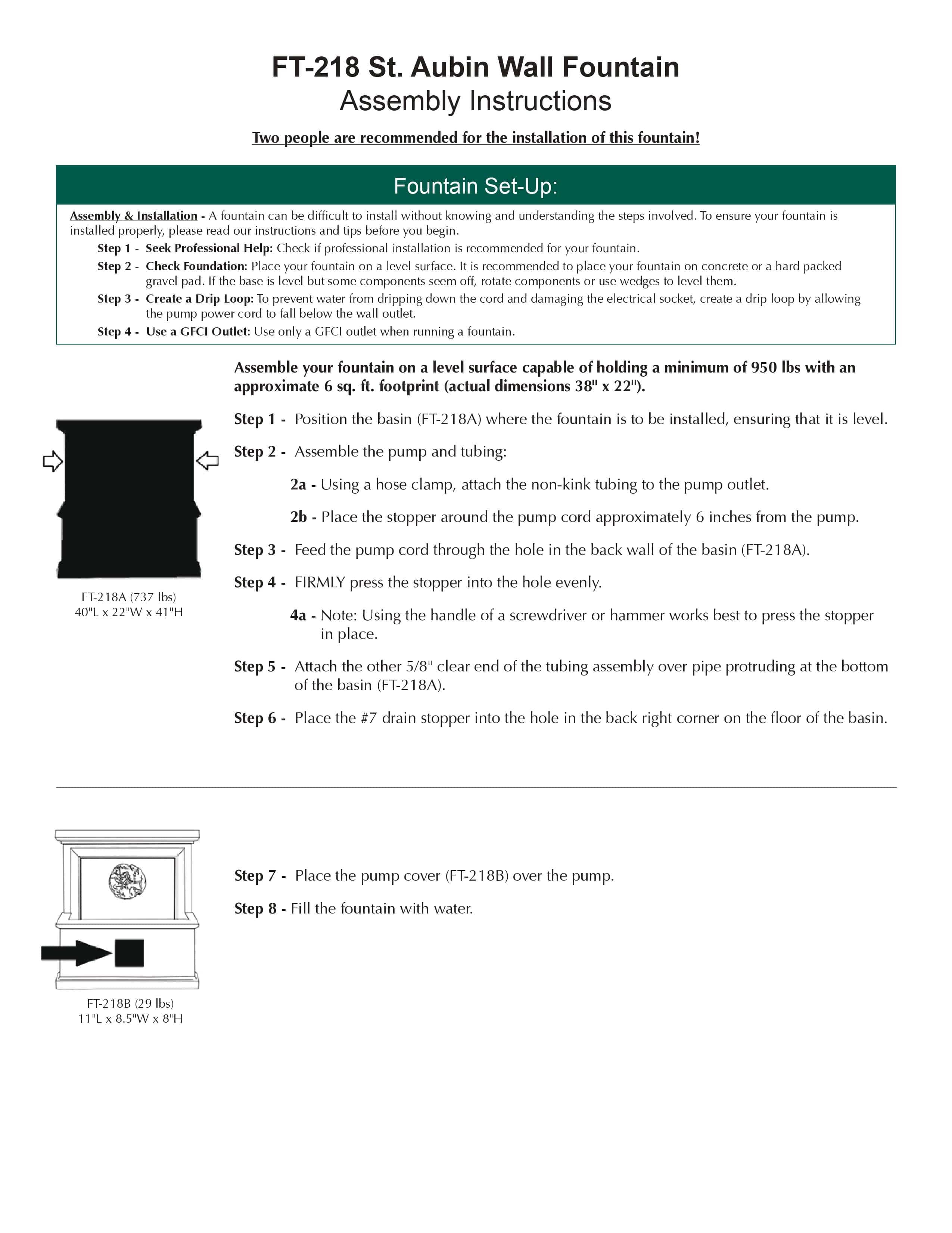 St. Aubin Wall Outdoor Water Fountain - Outdoor Art Pros