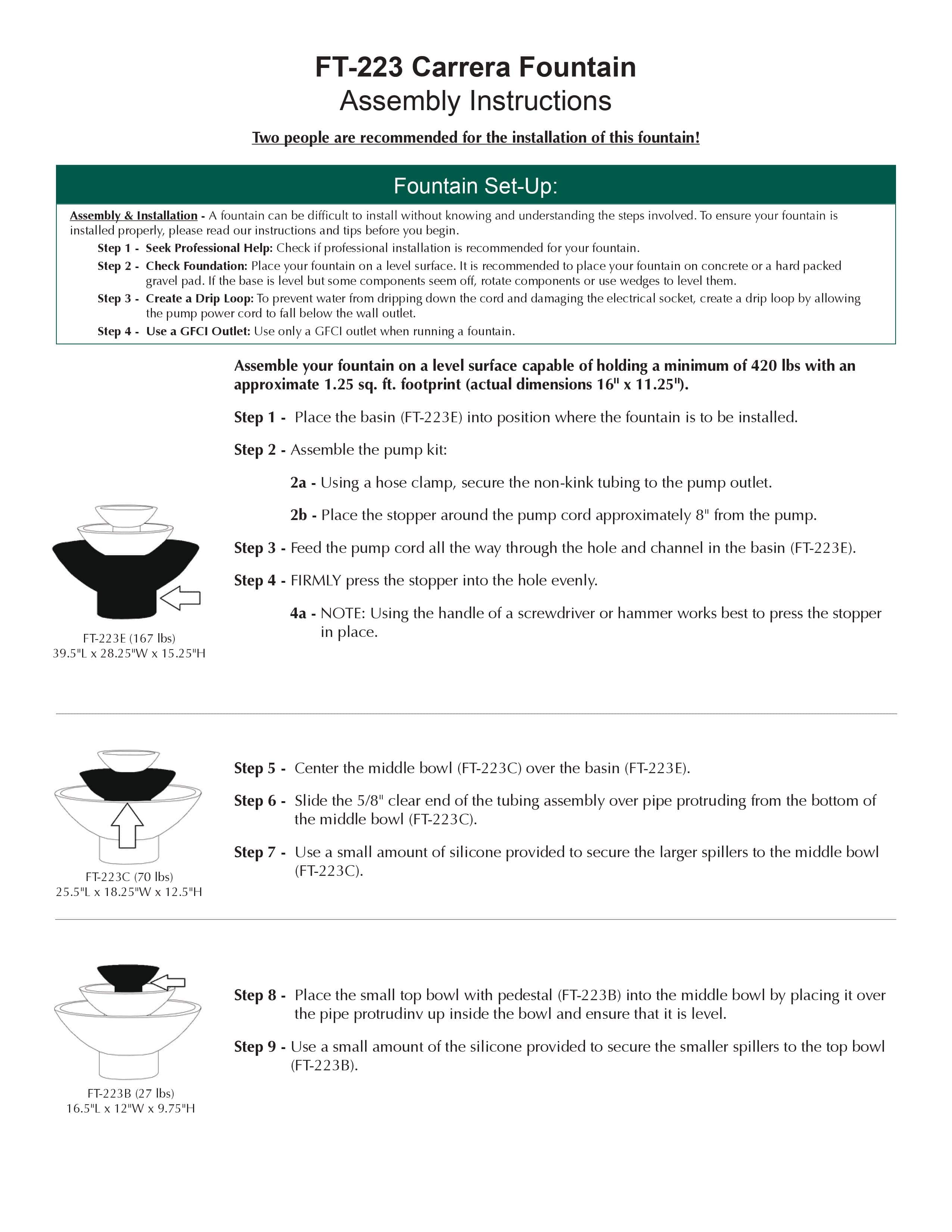 Carrera Tiered Bowl Water Fountain - Outdoor Art Pros