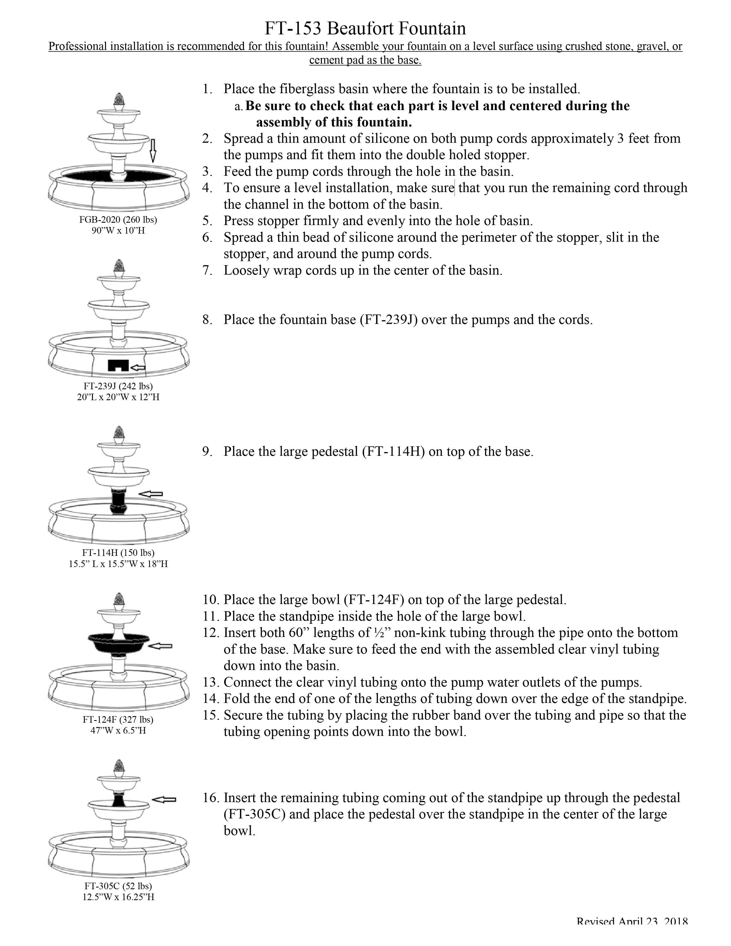 Beaufort Outdoor Water Fountain with Pool - Outdoor Art Pros