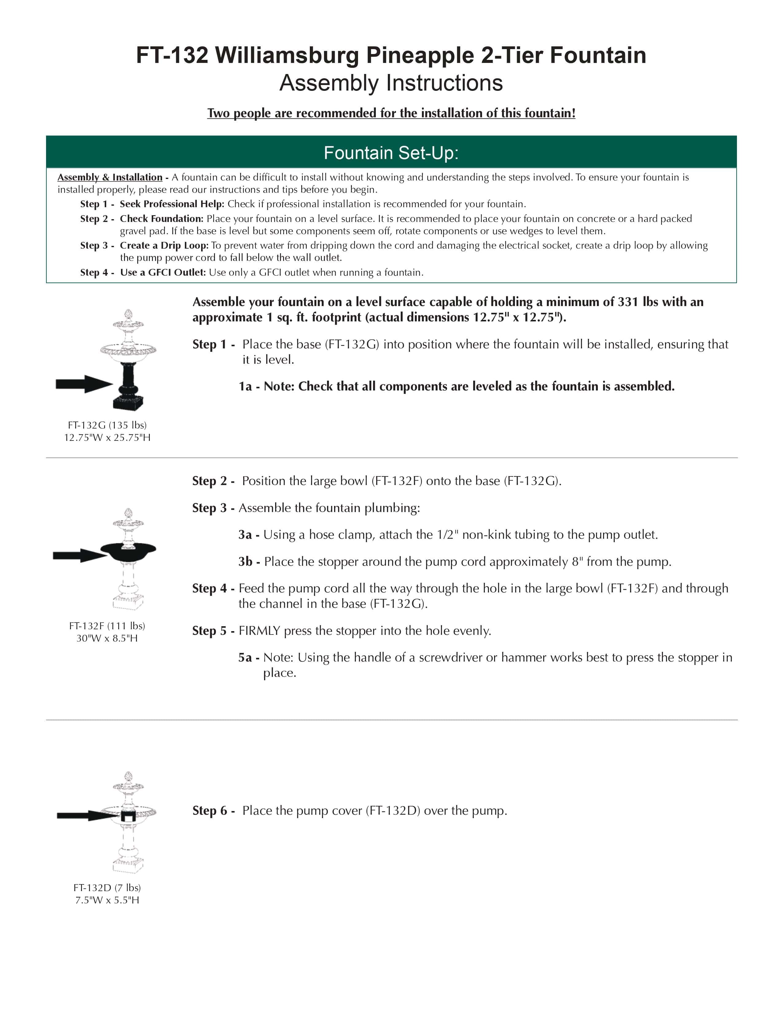 Williamsburg Pineapple 2 Tier Garden Water Fountain - Outdoor Art Pros