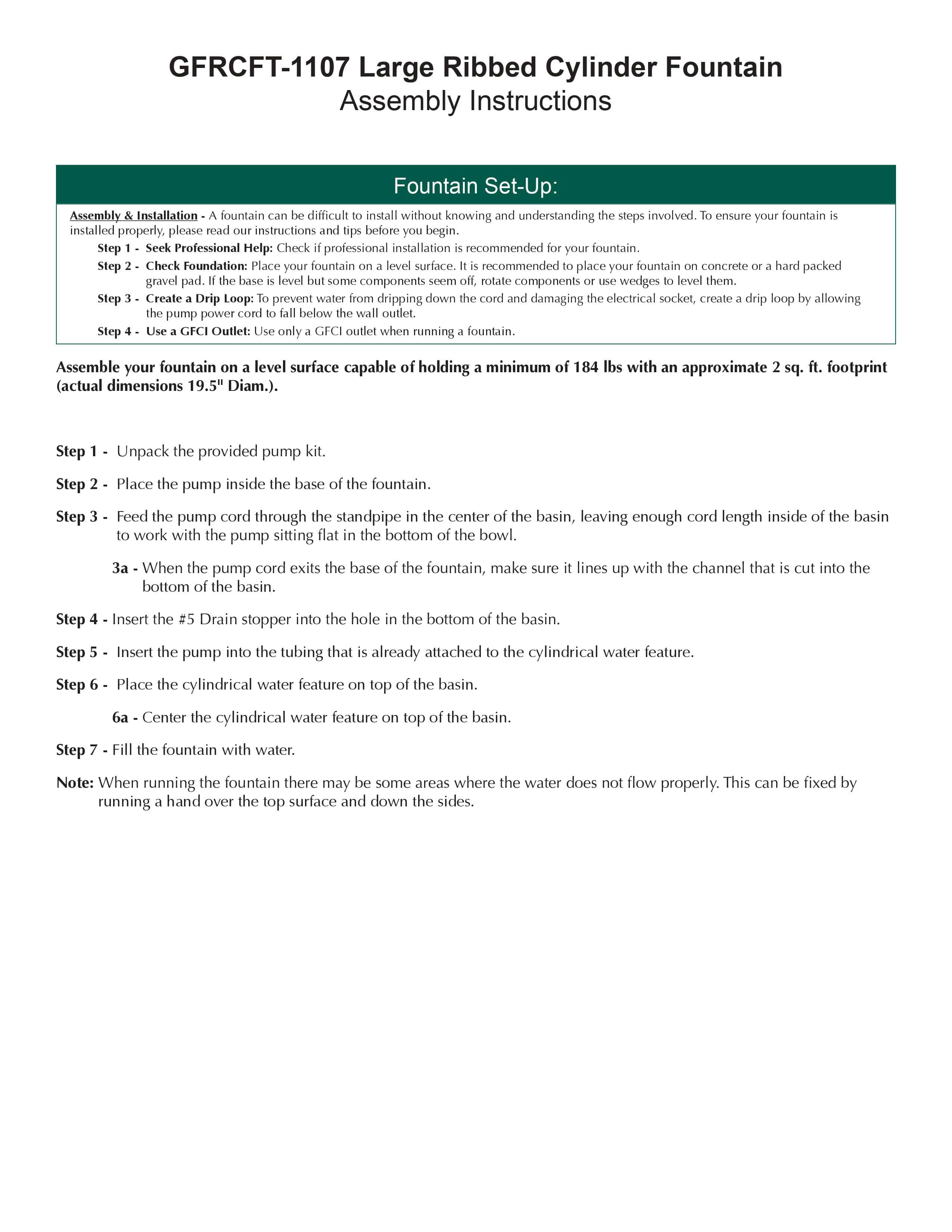 Large Ribbed Cylinder Garden Fountain - Outdoor Art Pros