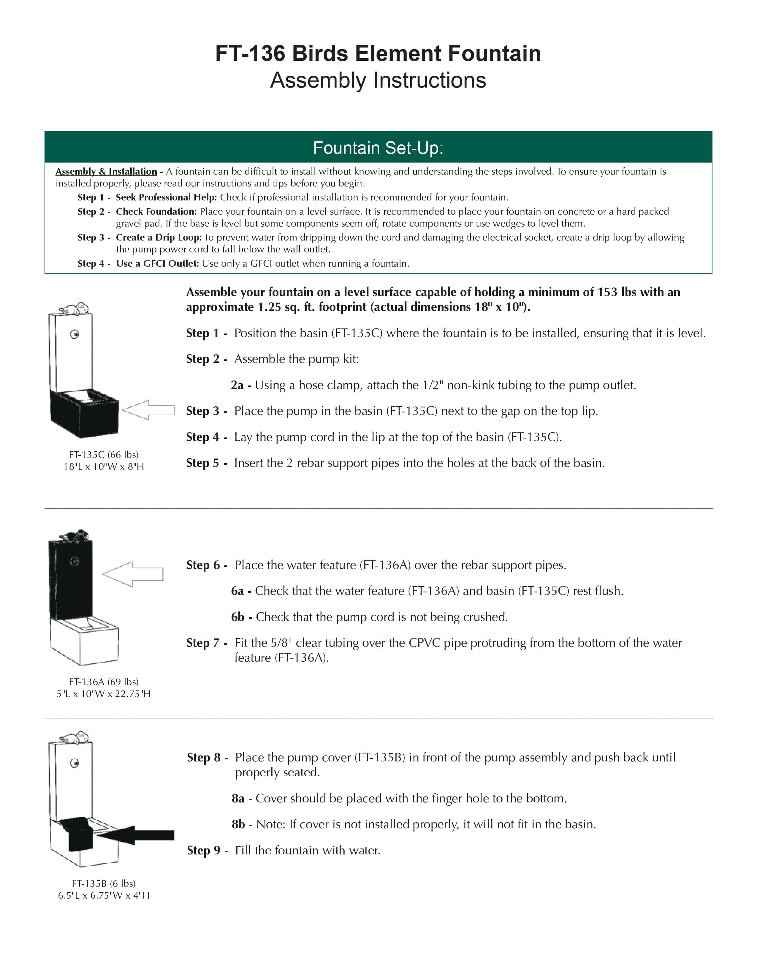 Bird Element Wall Water Fountain - Outdoor Art Pros