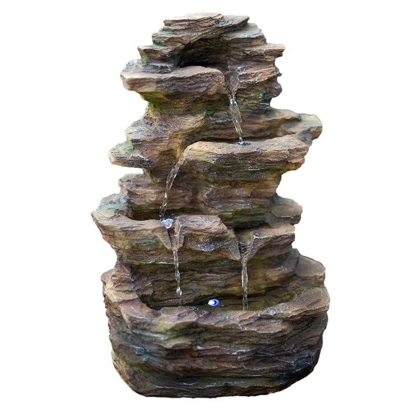16" Castle Ledgestone Rock Fountain with LED Lights - Outdoor Art Pros