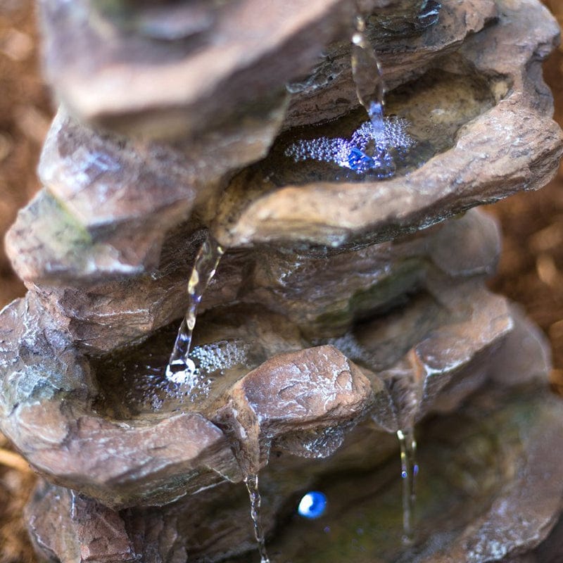 16" Castle Ledgestone Rock Fountain with LED Lights - Outdoor Art Pros