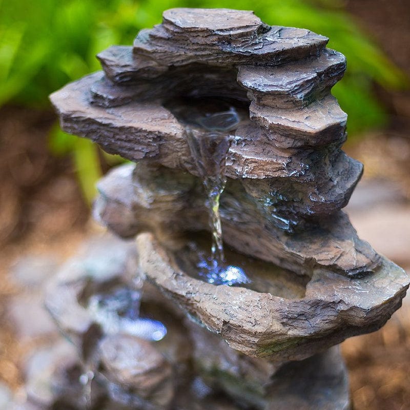 16" Castle Ledgestone Rock Fountain with LED Lights - Outdoor Art Pros