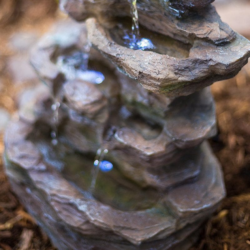 16" Castle Ledgestone Rock Fountain with LED Lights - Outdoor Art Pros