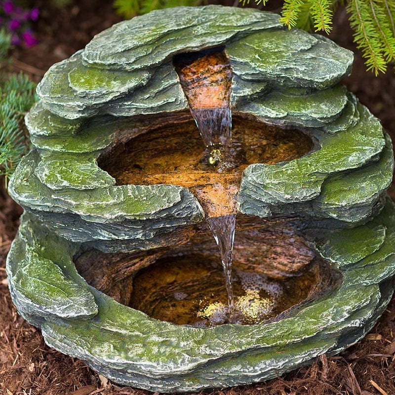 18" Multnomah Waterfall Rock Fountain with LED Lights - Outdoor Art Pros