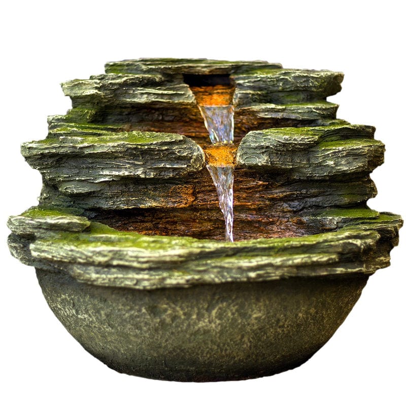 18" Multnomah Waterfall Rock Fountain with LED Lights - Outdoor Art Pros