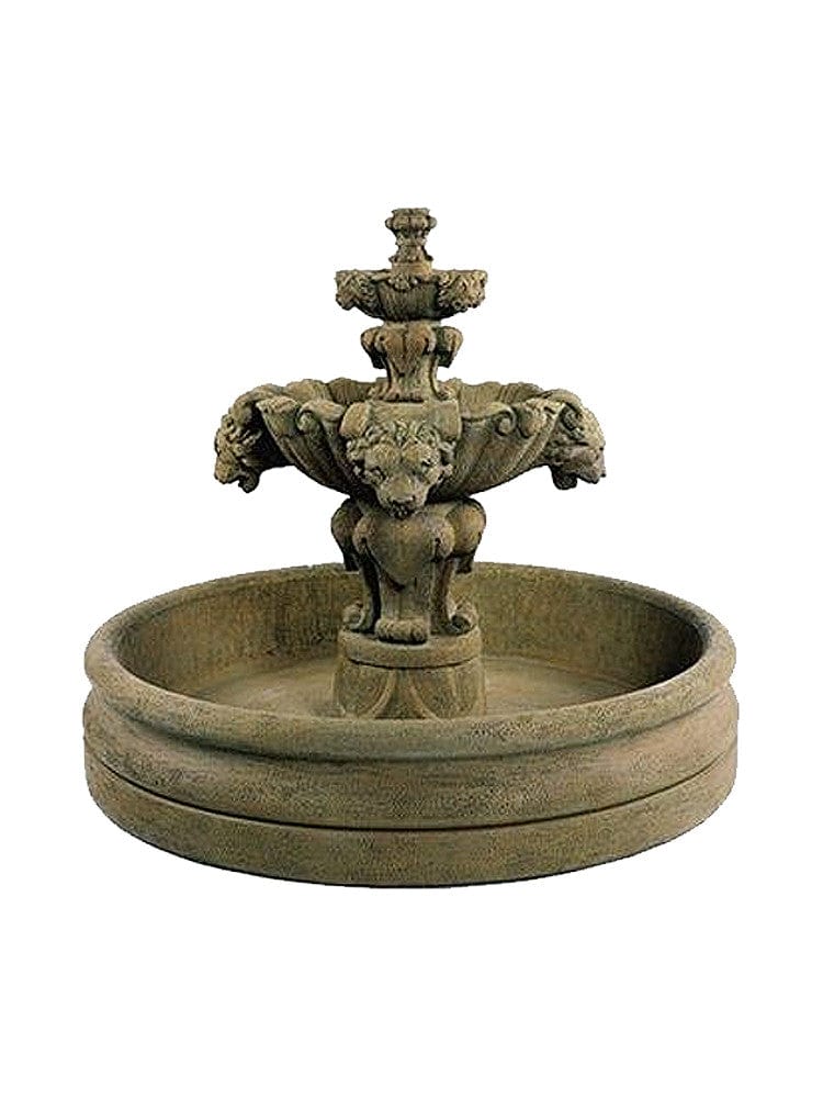 Lion Garden Water Fountain With 46 Inch Basin - Outdoor Art Pros