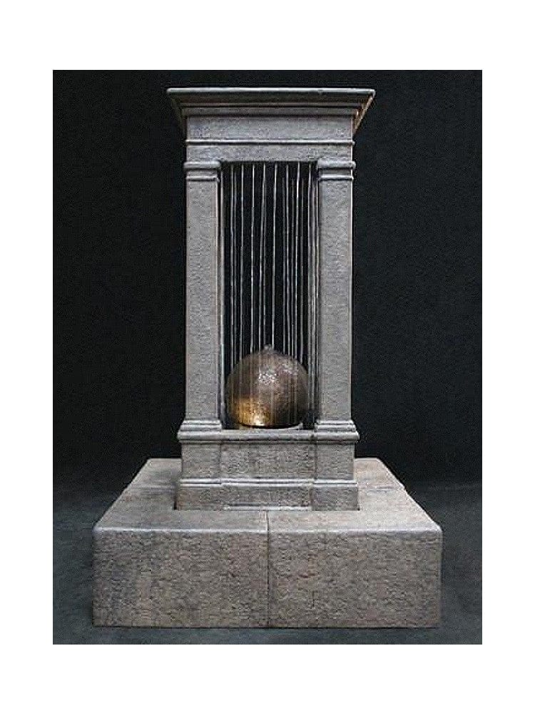 Old World Curtain Rain Outdoor Water Fountain - Tall with Sphere - Outdoor Art Pros