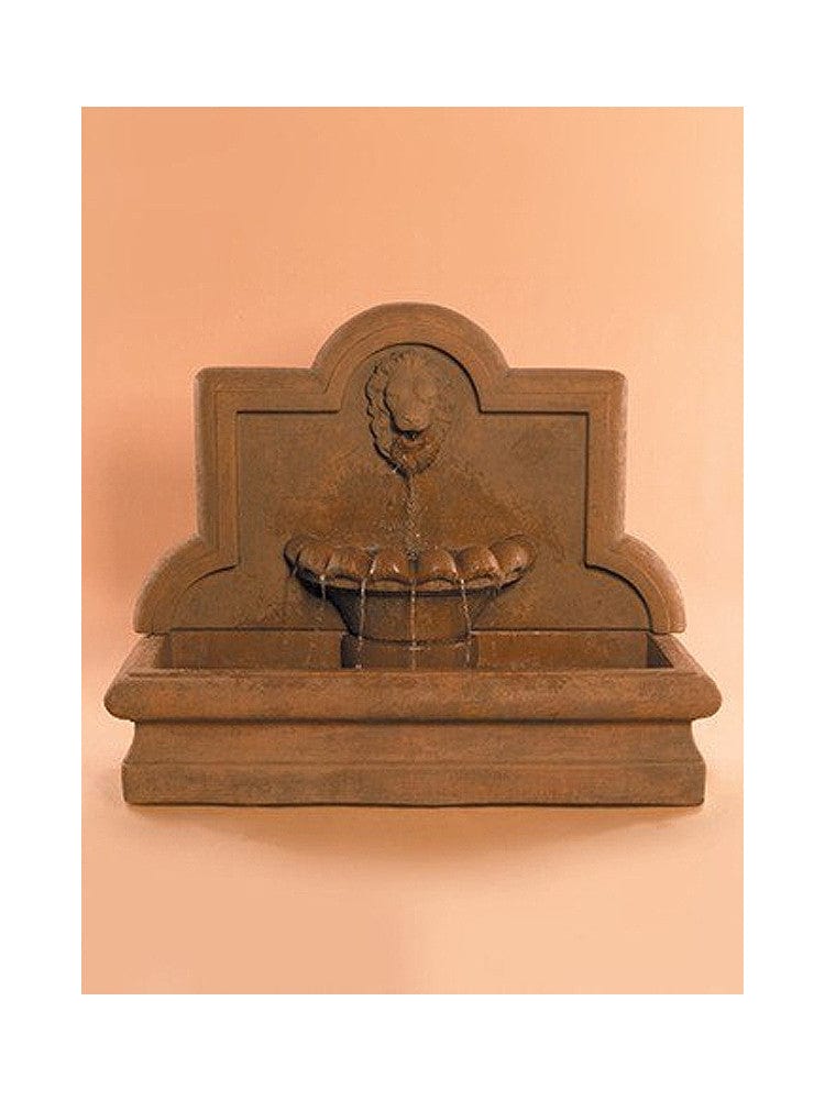 Lion Cast Stone Wall Outdoor Fountain - Large - Outdoor Art Pros
