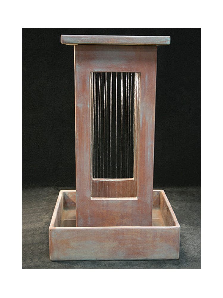 Smooth Curtain Rain Outdoor Fountain With Square Basin - Outdoor Art Pros