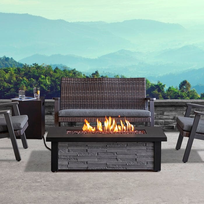 Berthoud Propane Fire Table in Stacked Stone with NG Conversion - Outdoor Art Pros