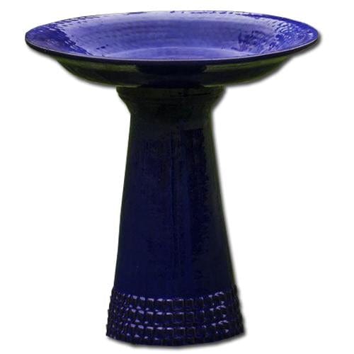Riviera Blue Tattersall Birdbath - Outdoor Art Pros