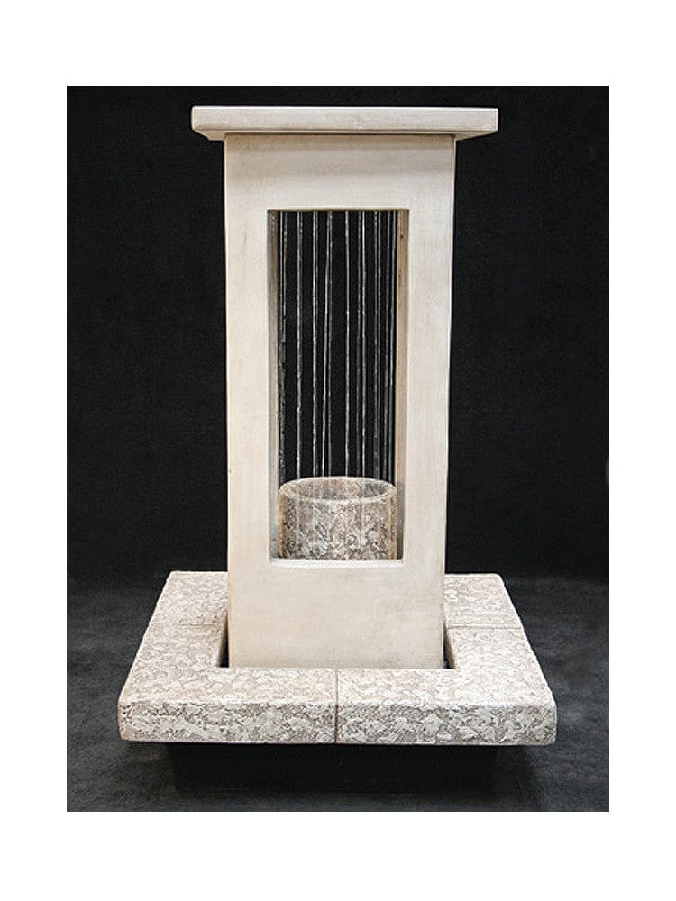 Smooth Curtain Rain Outdoor Fountain - Short with Column - Outdoor Art Pros