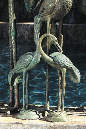 Brass Baron Small Crane Pair Garden Accent and Pool Statuary - Brass Baron - Outdoor Art Pros