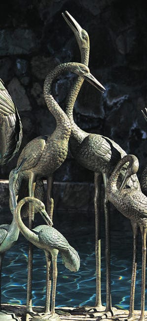Brass Baron Large Crane Pair Garden Accent and Pool Statuary - Brass Baron - Outdoor Art Pros