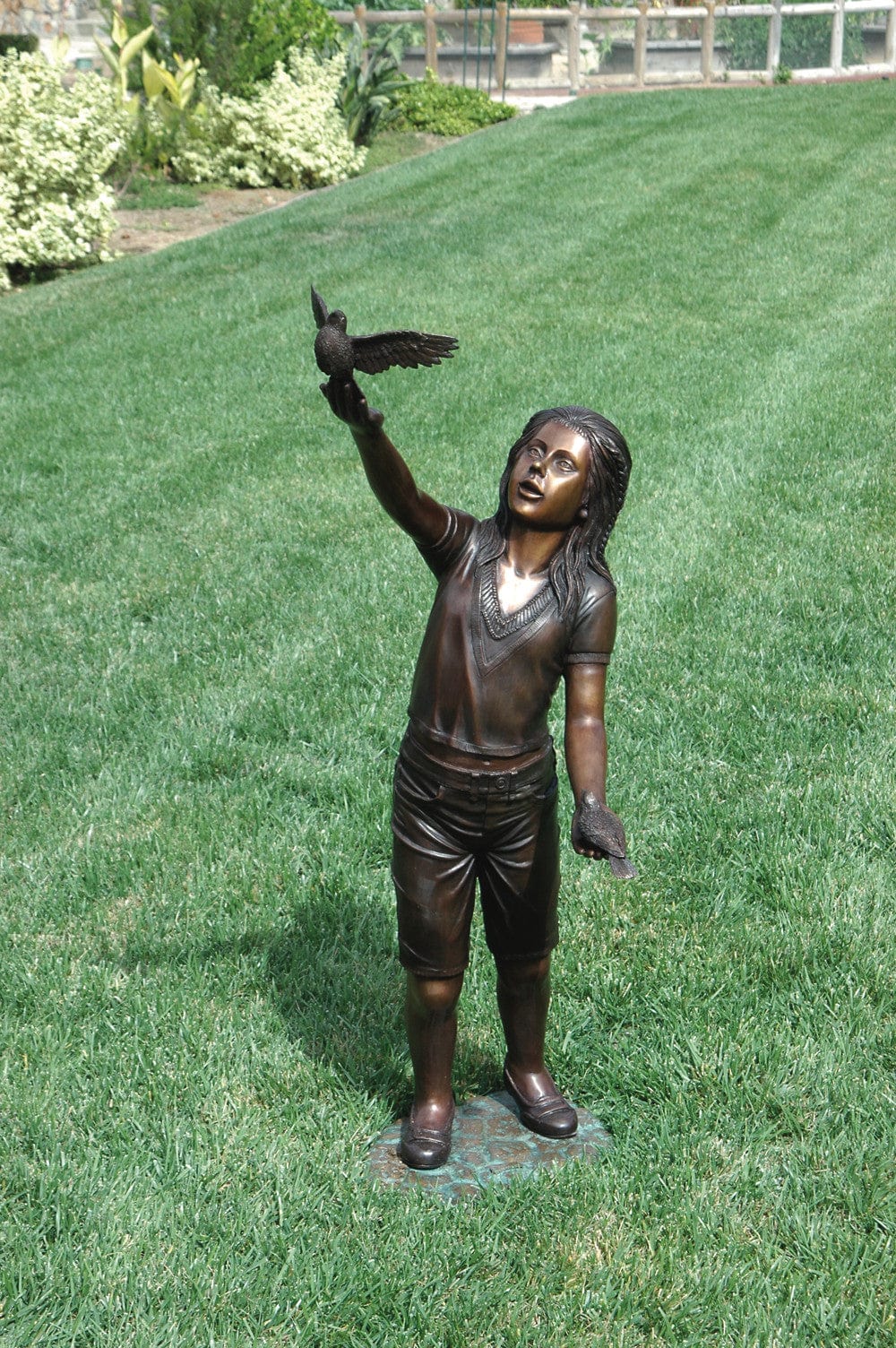 Brass Baron Taking Wing Garden Statue | Girl Sculpture