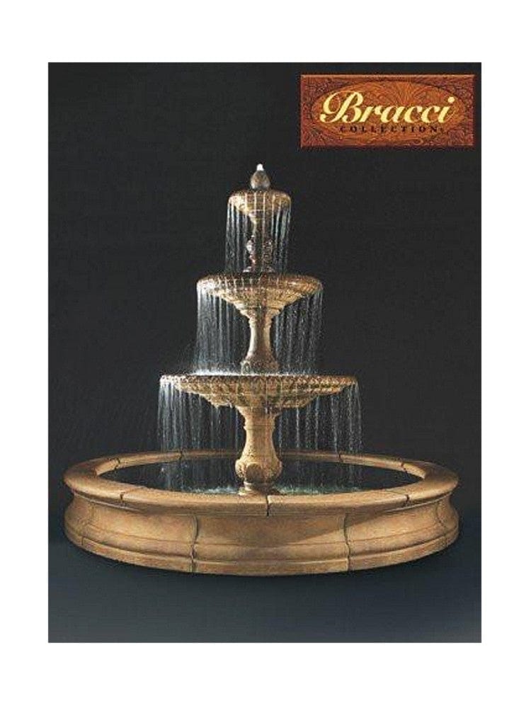 3-Tier Four Seasons Outdoor Water Fountain With Bracci Basin - Outdoor Art Pros