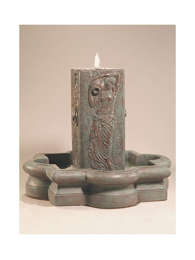 Water Maiden Outdoor Fountain in Quatrefoil Basin - Outdoor Art Pros