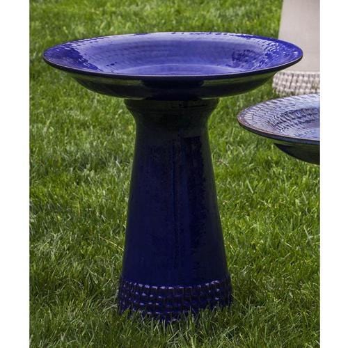 Riviera Blue Tattersall Birdbath - Outdoor Art Pros