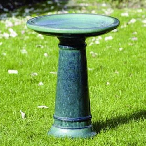 Petrol Glazed BirdBath - Outdoor Art Pros