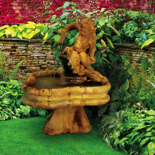 Vitalius Cast Stone Outdoor Fountain - Outdoor Art Pros