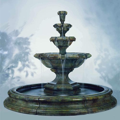 Grande Kensington Three Tier Fountain in Toscana Pool - Outdoor Art Pros