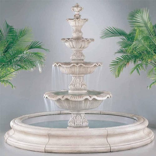 Four Tier Renaissance Fountain In Toscana Pool - Outdoor Art Pros