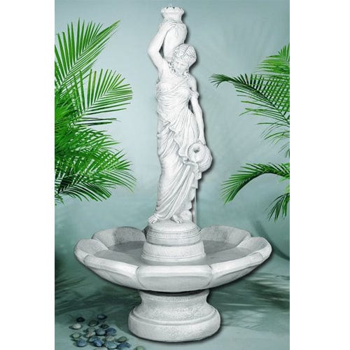 Rebecca At Well in Petal Bowl Garden Fountain - Outdoor Art Pros