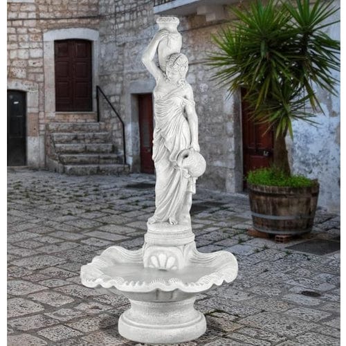 Rebecca At Well Outdoor Fountain in Sunburst Shell - Outdoor Art Pros