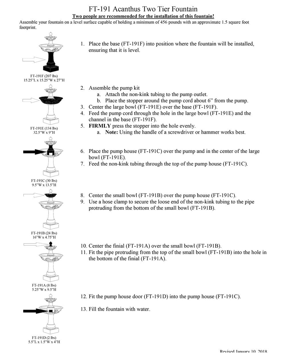 Acanthus Two Tiered Water Fountain - Outdoor Art Pros