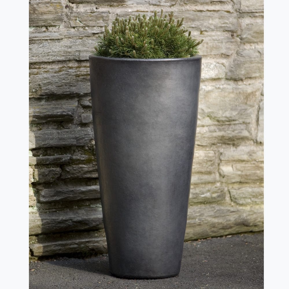Aluan Tall Round Planter in Graphite - Outdoor Art Pros