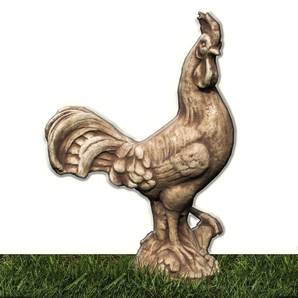 Antique Rooster Cast Stone Garden Statue - Outdoor Art Pros