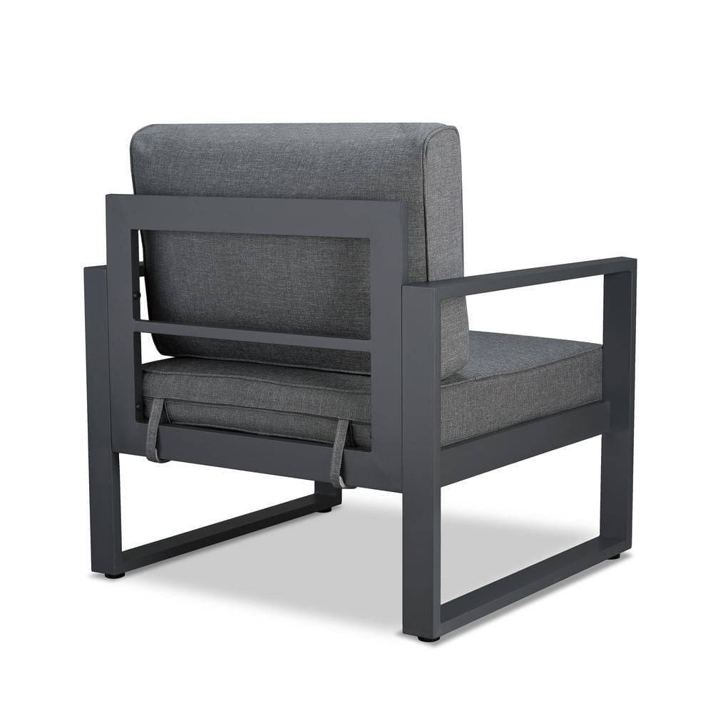 Baltic Outdoor Chair Set in Gray Aluminum Frame with Gray Cushions - Outdoor Art Pros