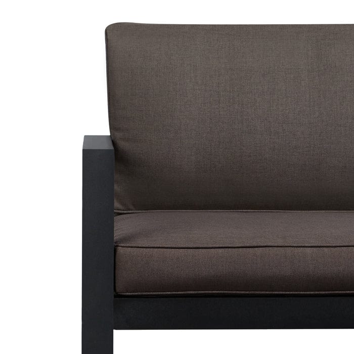 Baltic Outdoor Love Seat - Black Frame with Desert Brown Cushions - Outdoor Art Pros