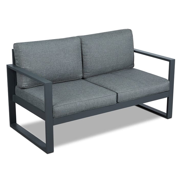 Baltic Outdoor Love Seat - Black Frame with Desert Brown Cushions - Outdoor Art Pros