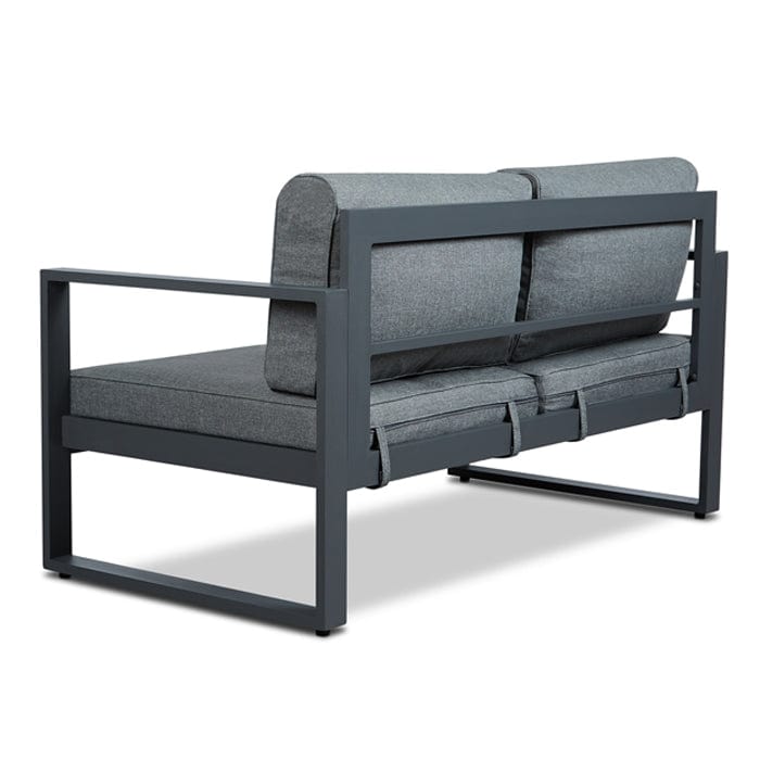 Baltic Outdoor Love Seat - Black Frame with Desert Brown Cushions - Outdoor Art Pros