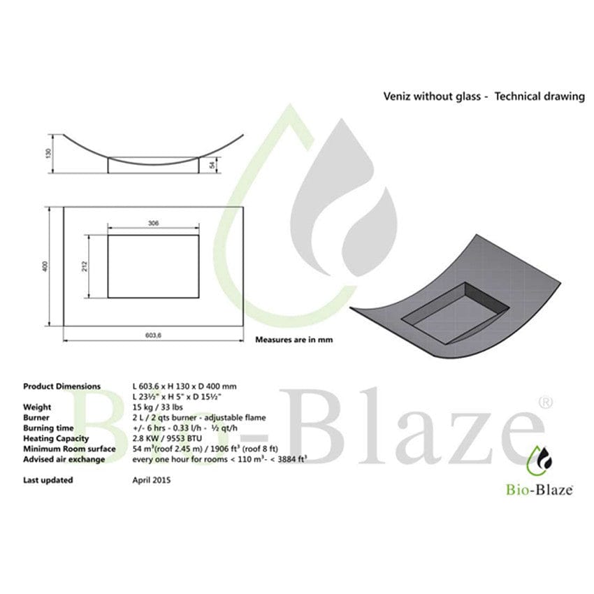 Bio Blaze Veniz Bio-Ethanol Fireplace