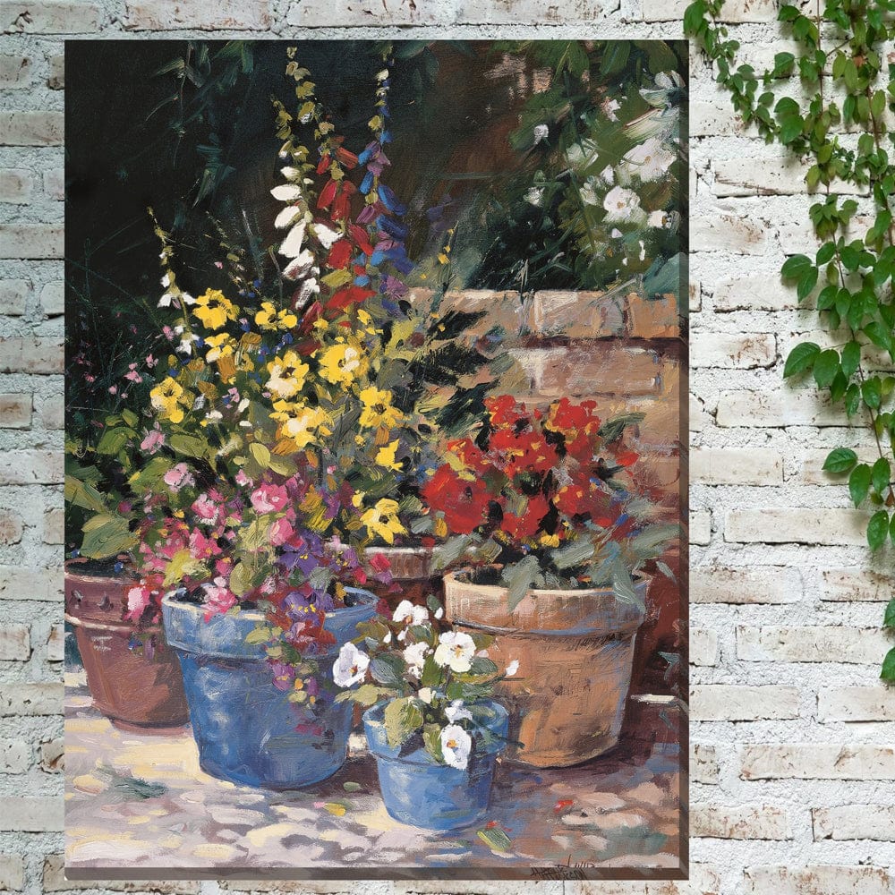 Blue Pots Outdoor Canvas Art - Outdoor Art Pros